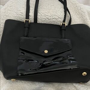 Michael Kors Black Tote with Patent Front Pocket